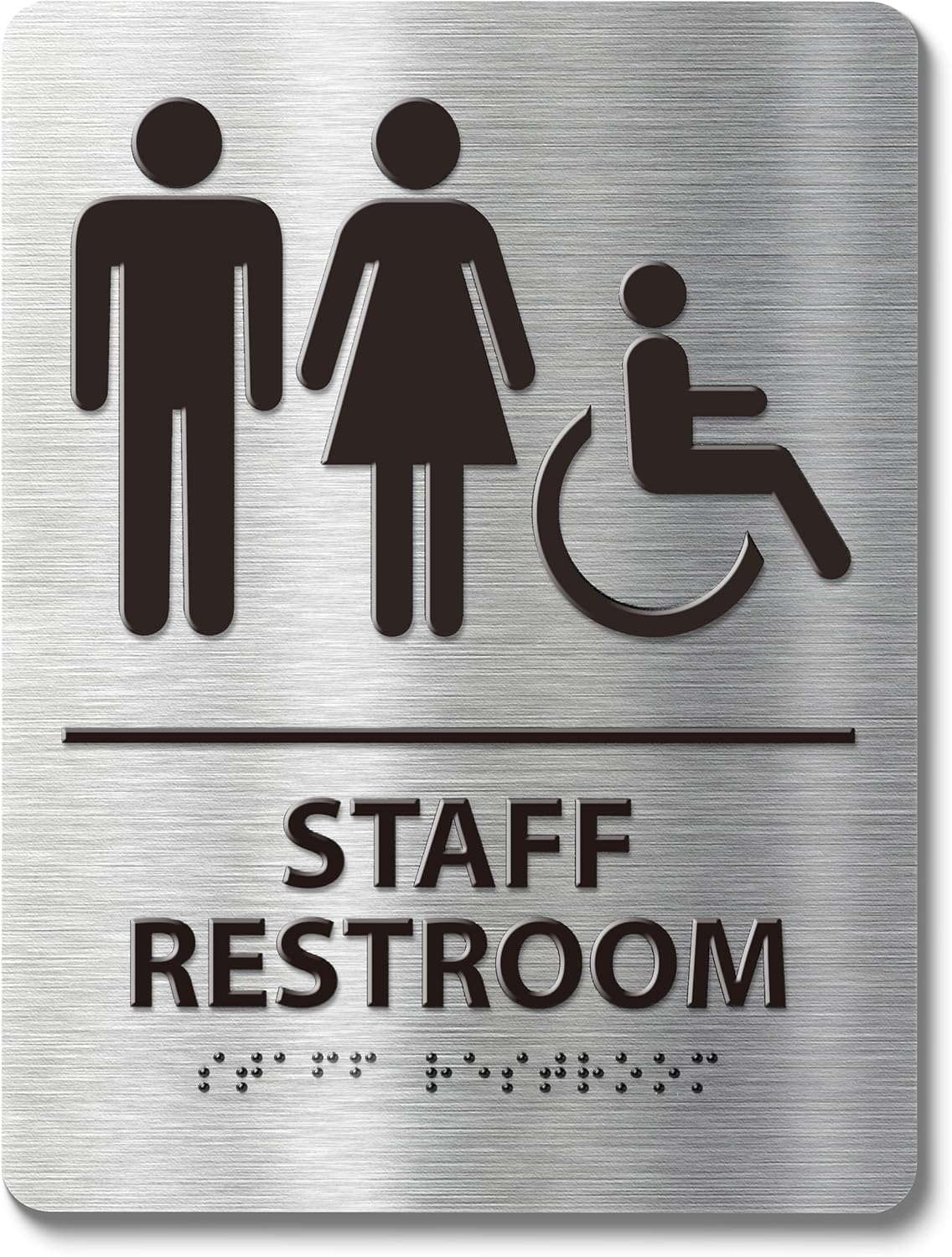 ADA-Compliant Employee Only Restroom Sign with Braille – Modern Aluminum Staff Bathroom Door Sign for Offices, Restaurants, Retail Stores, and Workplace with Easy Installation - 6" W x 8" H Staff Restroom