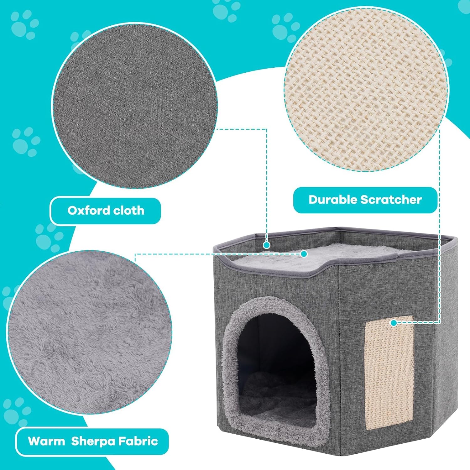 Large Cat House Cat Beds for Indoor Cats 2 Layer Kittens Cave for Pet Foldable Cat Hideaway Covered Kitten Condos with Scratch Pad Cushions Cats Cube for Small Medium Pets Kitten Dogs for All Seasons 4 81qPPOYV+SL. AC SL1500