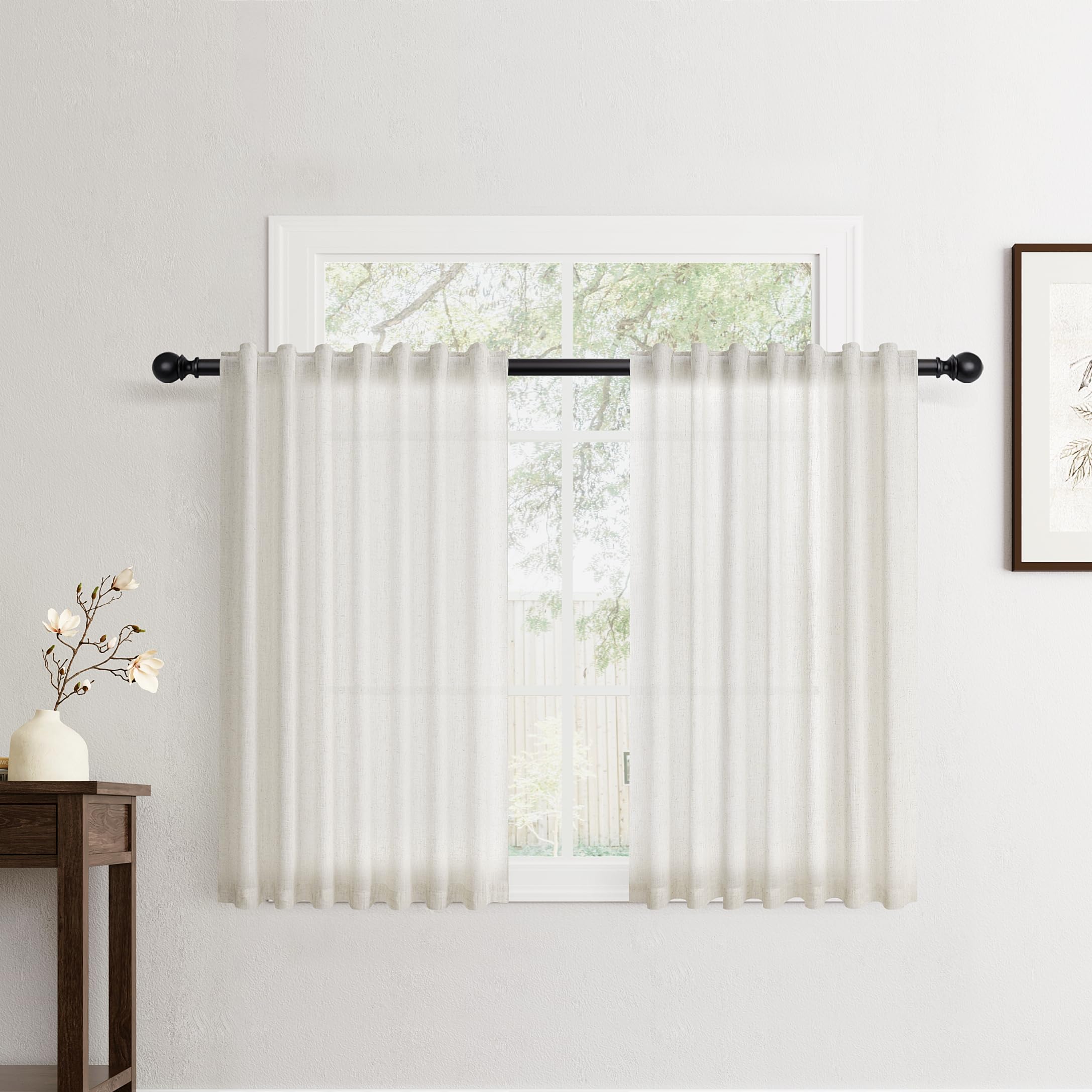 Photo 1 of Jowels Natural Linen Curtains 48 Inch Long 2 Panels for Living Room