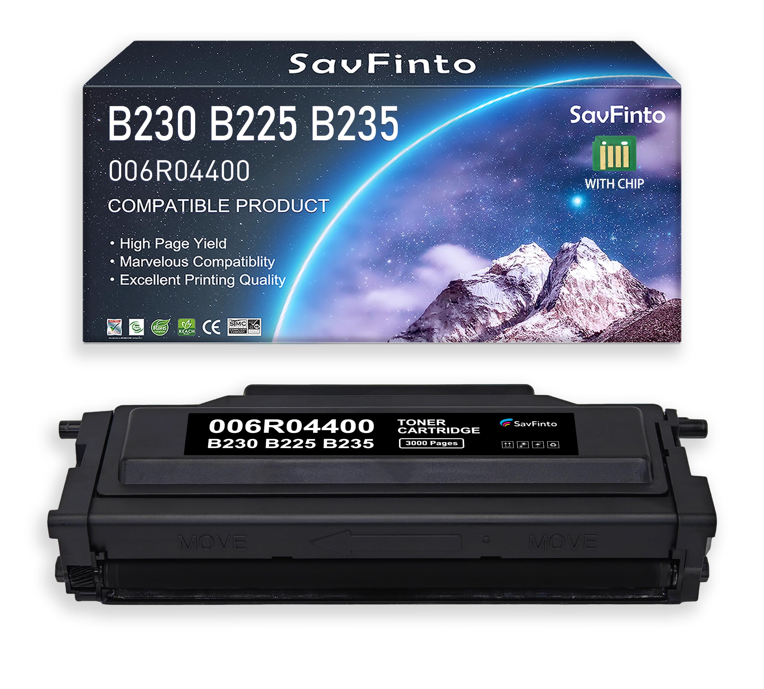 SavFinto B230 B225 B235 Black Toner Cartridge High-Yield (3,000 Pages, with CHIP) Replacement for Xerox 006R04400 006R04399 006R04401 Compatible for