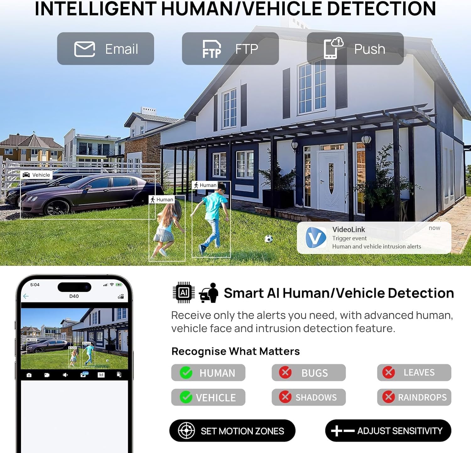 PANOEAGLE 6MP PoE IP Camera, AI Human Vehicle Detection...