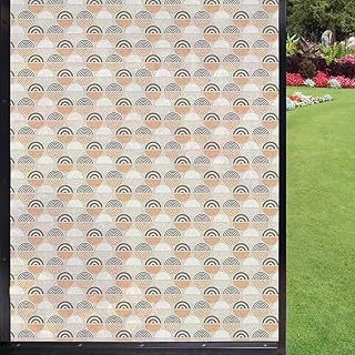 Mid Century Modern Window Film Decorative Window Film,Circles Dashes and Blemishes suncatcher Window Film for Bathroom Office Living Room,Charcoal Grey Dimgray Pale Vermilion and Pale Eggshell