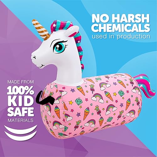 Miniatura 4 de WADDLE Hip Hopper - Juguete hinchable para botar, animal unicornio, para edades de 2 años en adelante, soporta hasta 85 libras