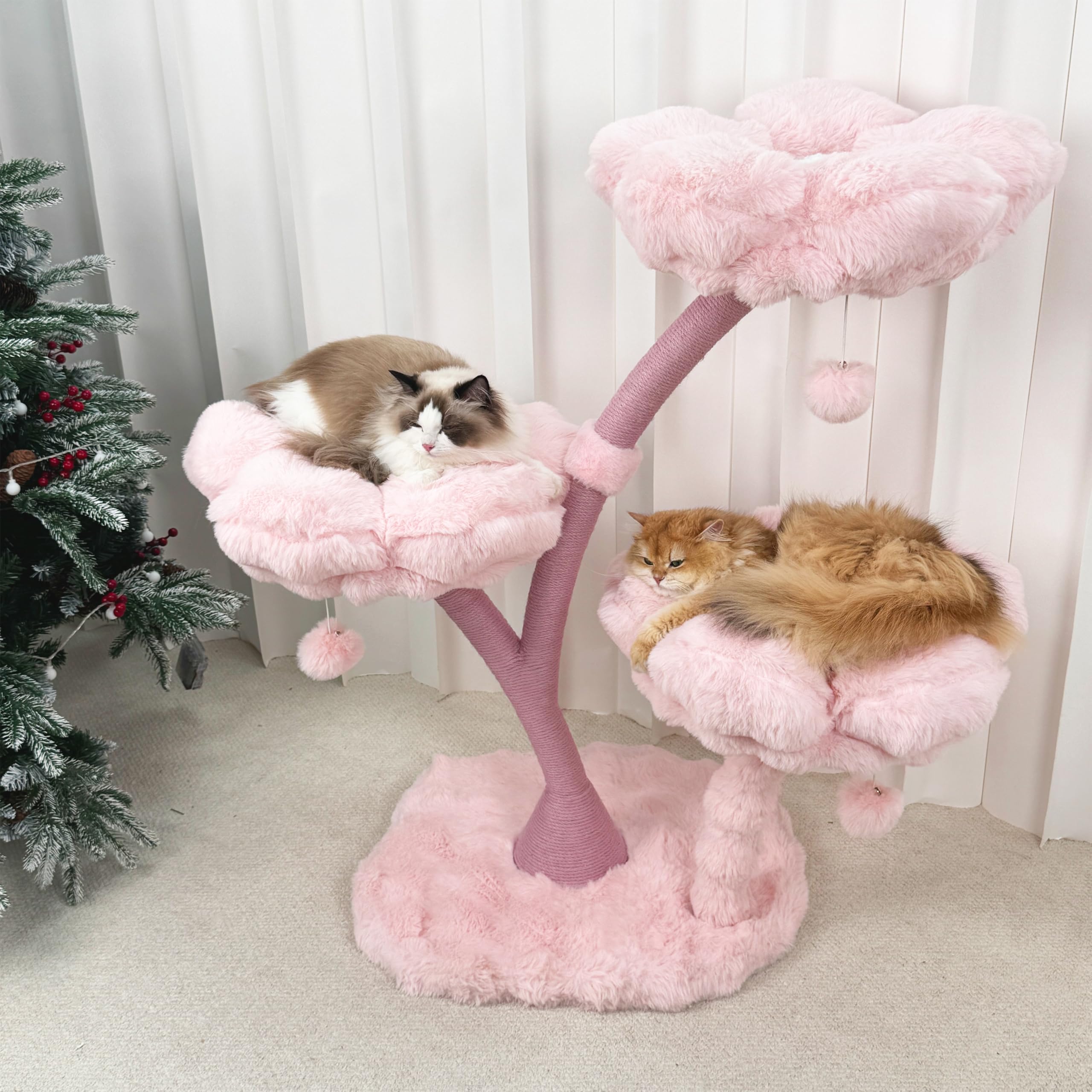 BingoPaw Estetico Albero Tiragraffi per Gatti Alto 105cm Carino Rosa