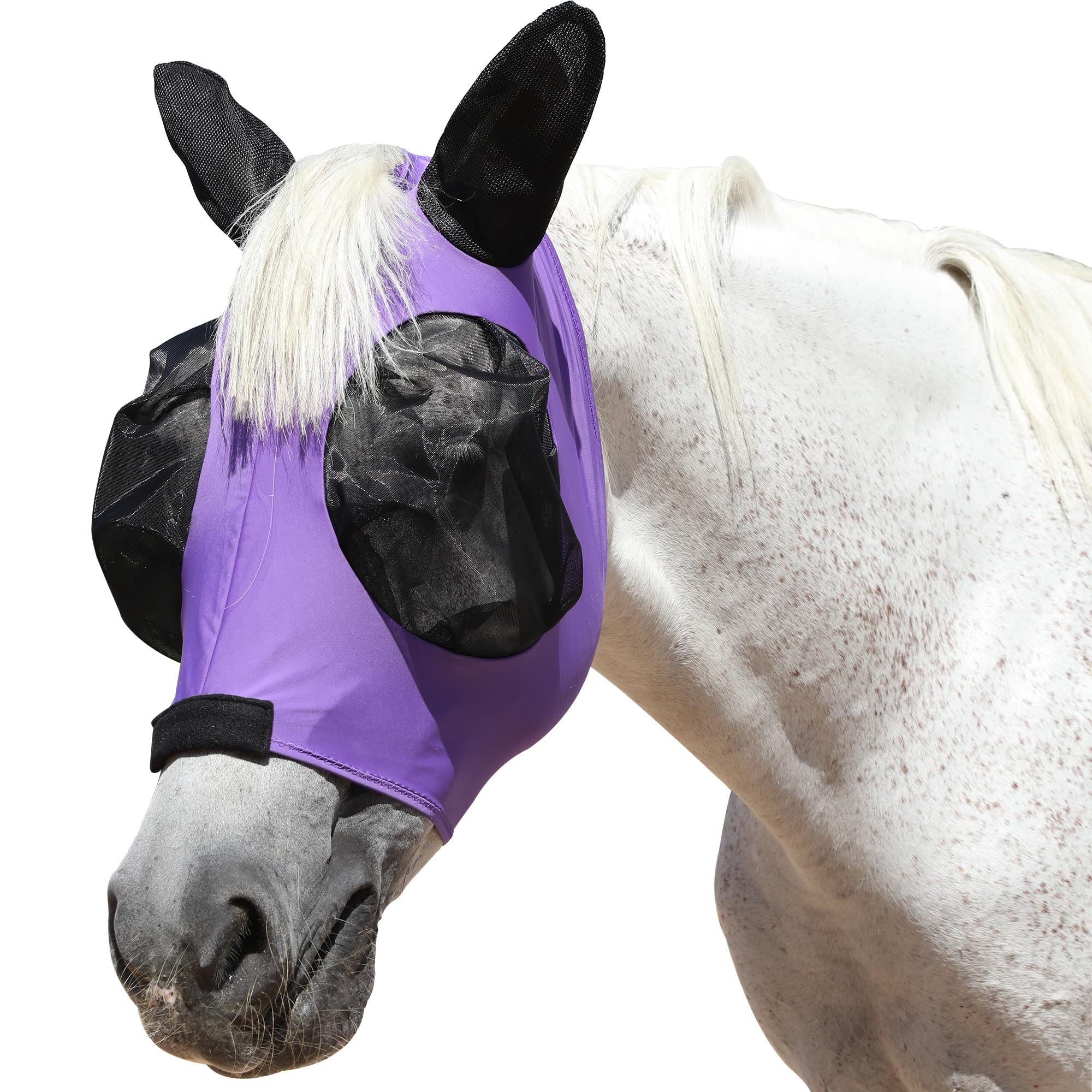 Masque Anti-mouches Pour Cheval Avec Oreilles - Respirant, UV, Grand écran, Rose, Taille Large