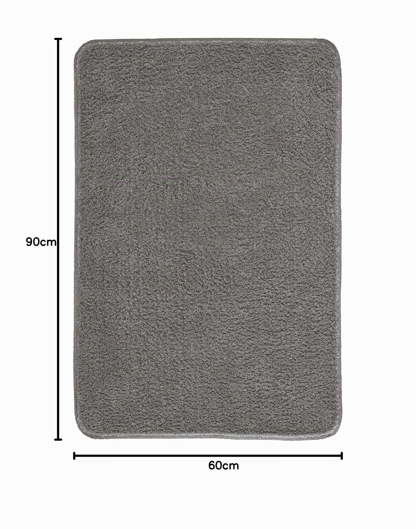 Kleine Wolke Badteppich Marco Anthrazit 60 x 90 cm | Rutschhemmende Unterseite, für Fußbodenheizung, maschinenwaschbar, 100% Polyester
