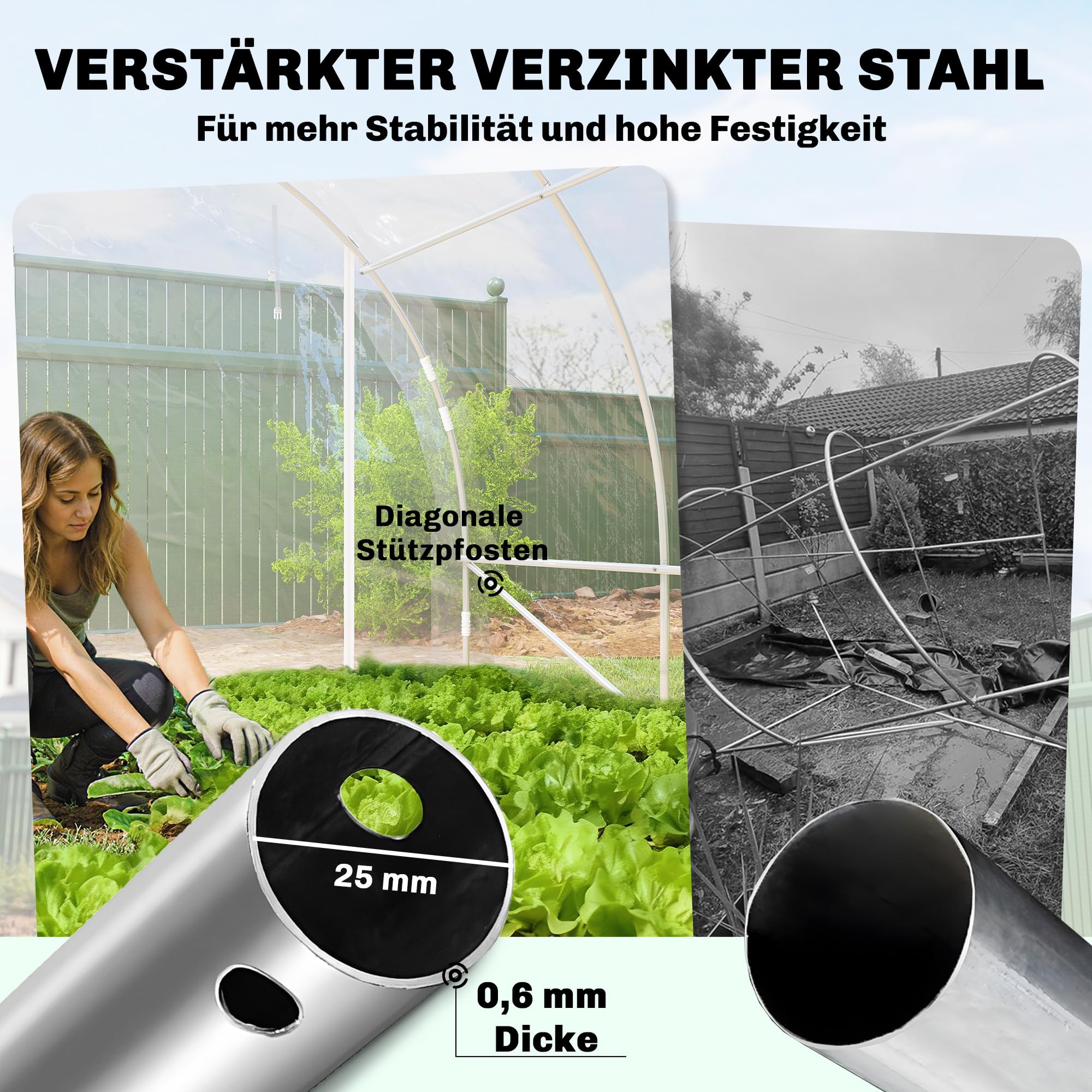 Outsunny Gewächshaus ca. 4 x 3 x 2 m Foliengewächshaus mit Breiter Rollbar Reißverschlusstür, Stützstangen Verlängerte Kanten 150g/m² PE UV-beständig Folientunnel, Winterfest Tomatenhaus, Transparent