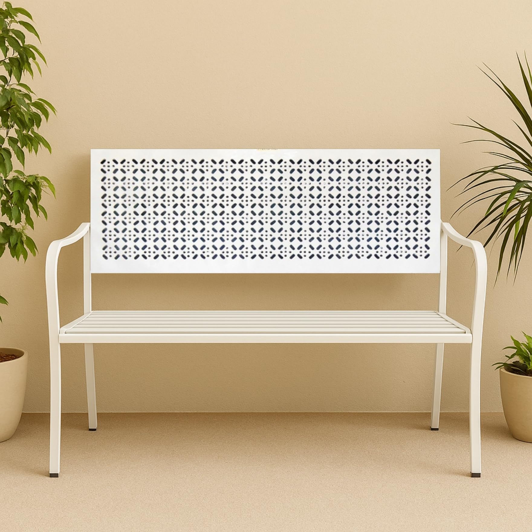 ecofynd 2 Seater Garden Bench for Indoor & Outdoor Park, 3 Feet Long Heavy Duty Waterproof Outdoor Seating Bench for Home, Terrace, Patio, Living Room, Lounge, Balcony (White, GT003-039)-image-46