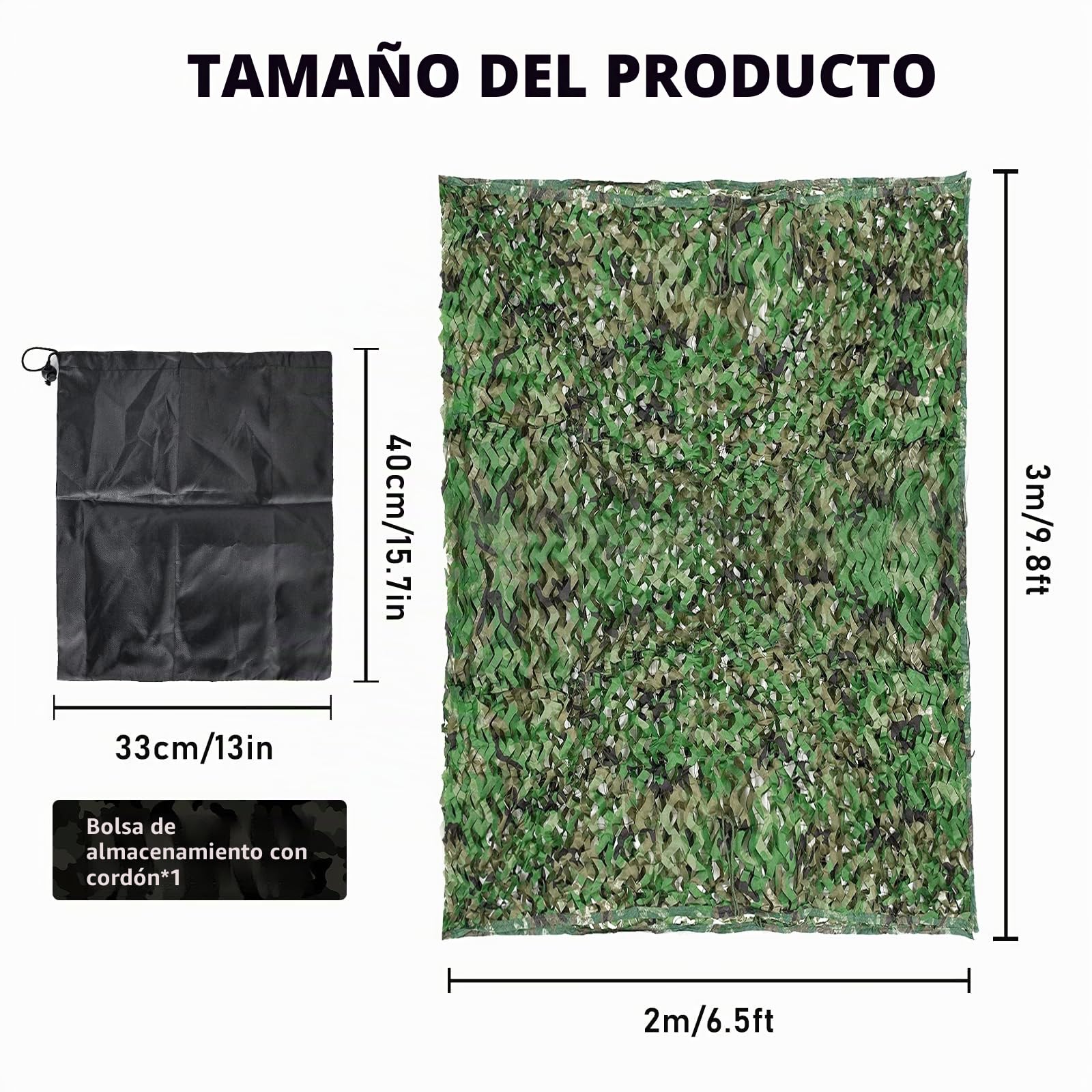 Leikurvo Red de camuflaje, red de camuflaje de doble capa, 2 x 3 m, protección solar, para cubrir coches, caza, decoración al aire libre