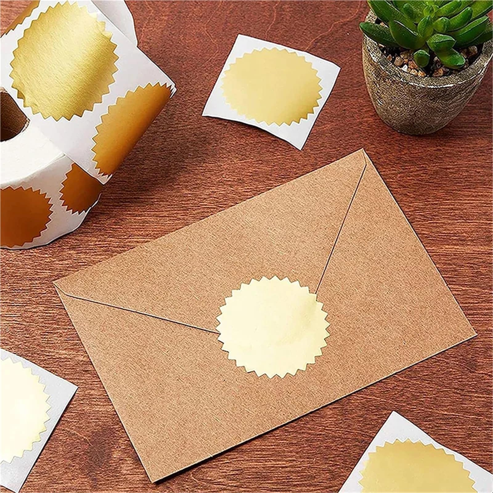 Adesivi for goffratura 4rll * 250 pezzi Adesivo for ingranaggi Laser Etichette lucide dorate Timbro for goffratura Confezione regalo Sigillo Scrapbook(Golden)