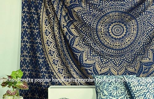 Vista 236 de Popular Handicrafts Tapestry Wall Hanging Hippie Ombre Mandala Bohemian HippyMetallic Shine Intricate Indian Tapestries Bedspread 84 x 90 Inches