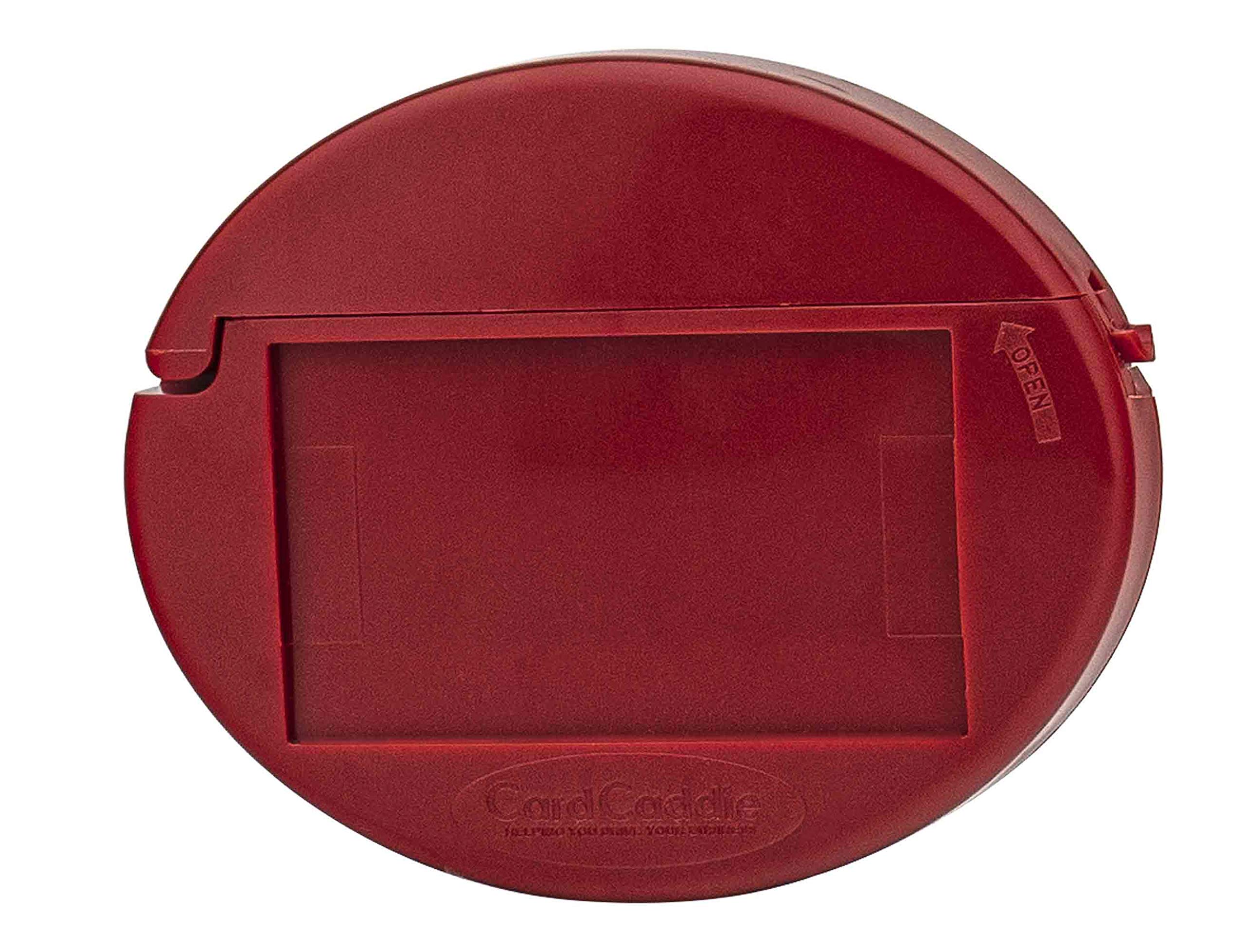 Marketing Holders Magnetic Outdoor Business Card Holder Vehicle or Store Front Metal Mount Card Caddie Red Plastic Disc with Large Take a Card Magnet