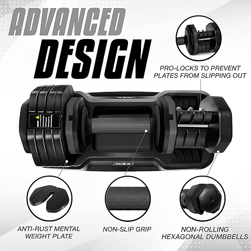 Miniatura 4 de Yes4All Mancuernas ajustables individuales de 2555 libras, pesas 5 en 1 con mango de esfera de un segundo para diferentes niveles de entrenamiento