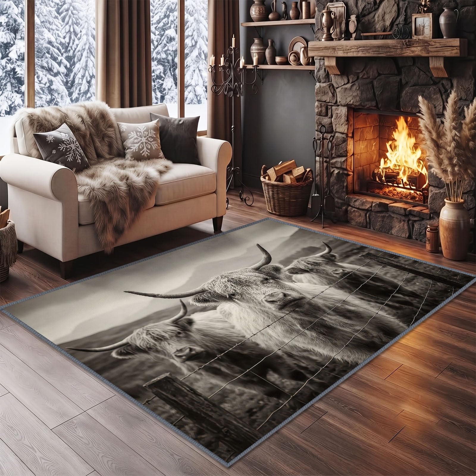Dywan 180 x 240 cm wołowina górska wierzba flanela dywan