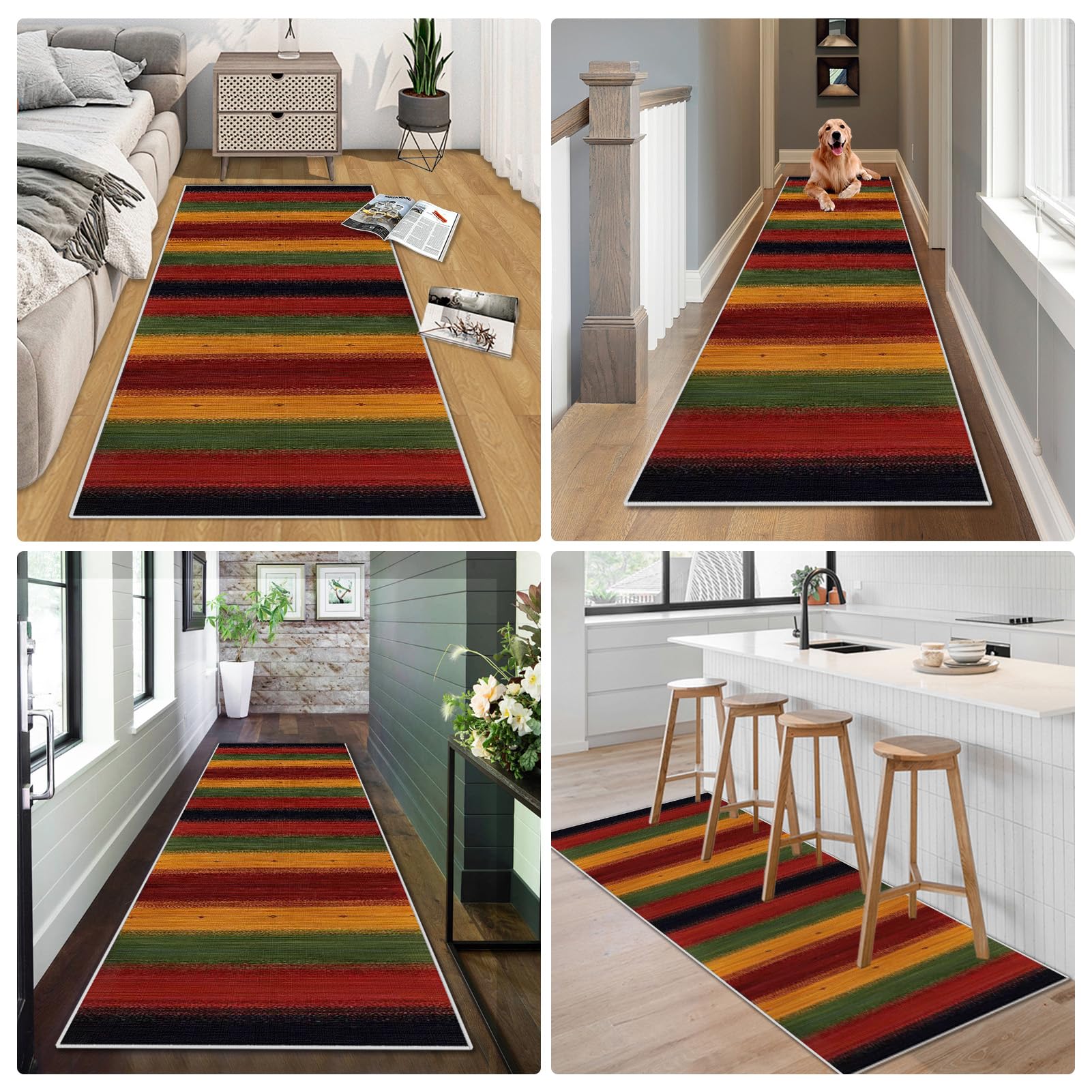 Teppich Läufer Flur Lang Küchenläufer 120 x 450 cm Teppichläufer für Küche Wohnraum Bettvorleger Schlafzimmer Küchenteppich Waschbar rutschfest Schmutzfangmatte Flurteppich auf Maß Meterware