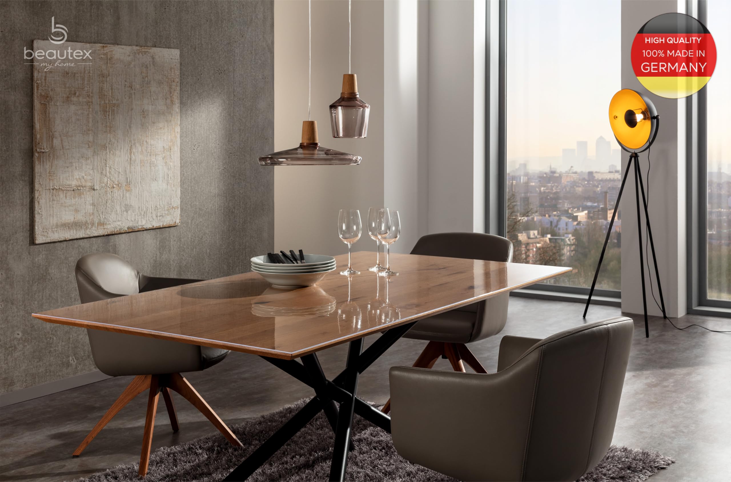 BEAUTEX Glasklar Folie 2,0 mm - Transparente Tischdecke Tischschutz - Made in Germany - Breite und Länge wählbar - eckig 90x160 cm