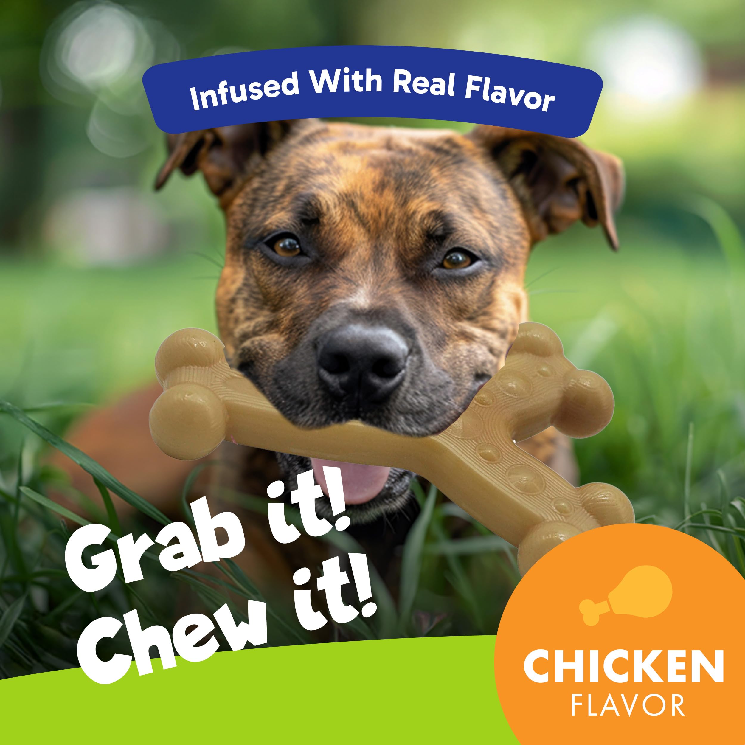 Chew'ems - Juguetes masticables duraderos para perros, juguetes masticables de larga duración y sabrosos, razas de perros grandes, perros grandes, sabor a pollo
