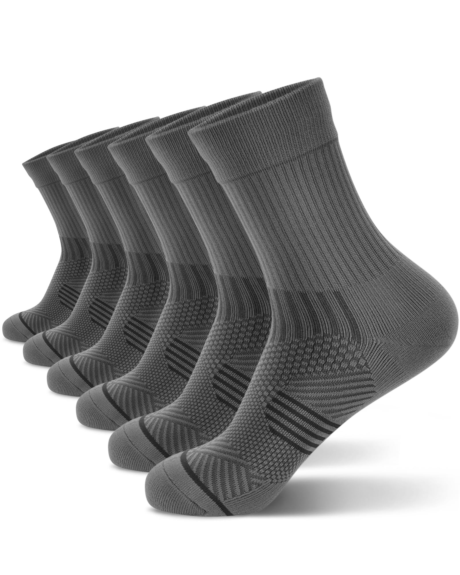 PAPLUS 3 Pairs Running Compression Socks for Men & Women, Atheltic Crew Socks with Cushion, Arch Support for Hiking, Cycling