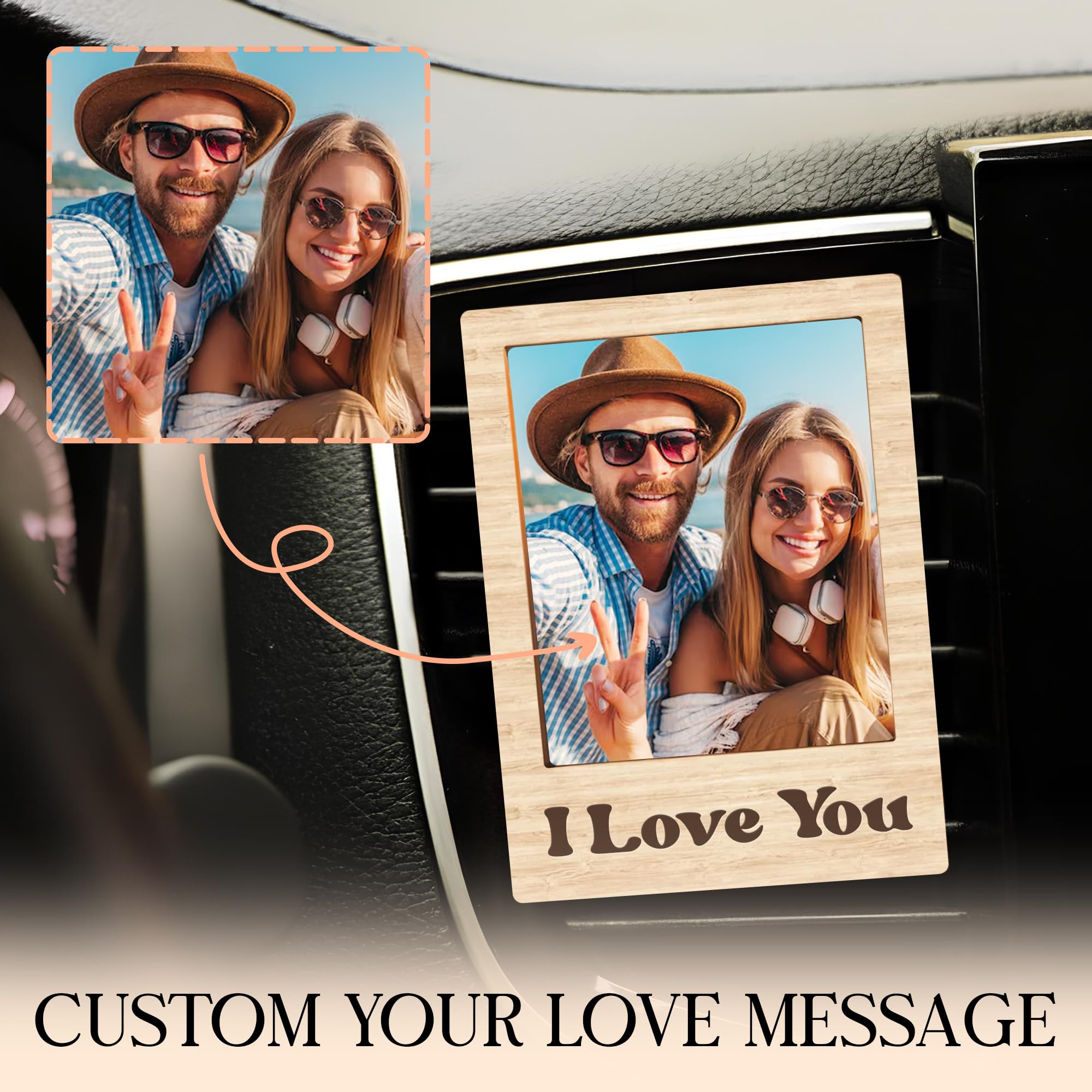 Fastpeace Personalized New Home Christmas Ornament 2024, 1st Christmas in Our New Home, Custom Housewarming Gift with Name & Address, Wooden 2 Layer Newhome Ornament (I Love You Car Vent Clip)