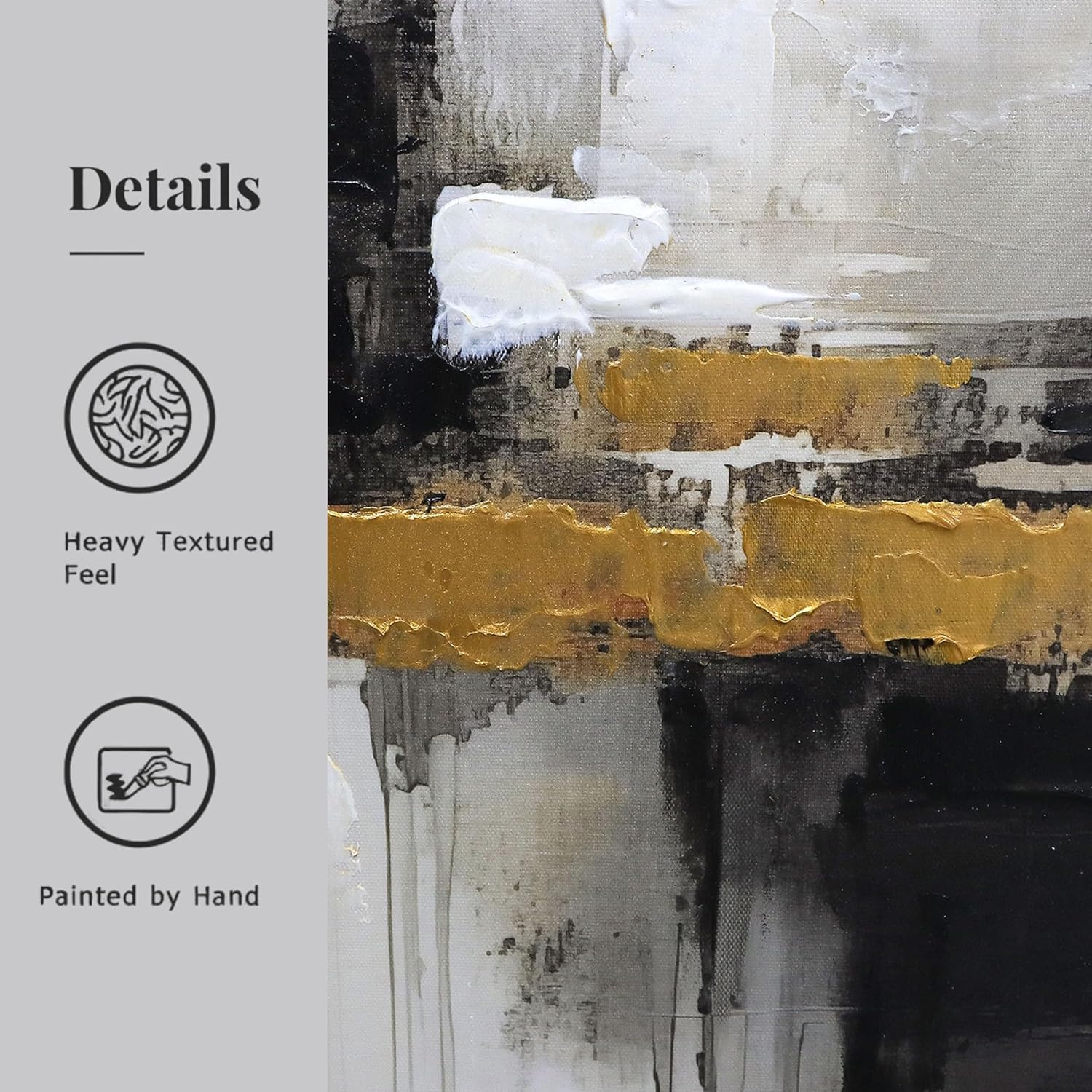 Neutral Abstract Wall Decor Mid Century Modern Framed Wall Art, Black and Brown Grunge Wabi Sabi Art Print Canvas Set for Home Office Living Room Bedroom, 3 Panels, 24x36 Inch, Ready to Hang - Image 4