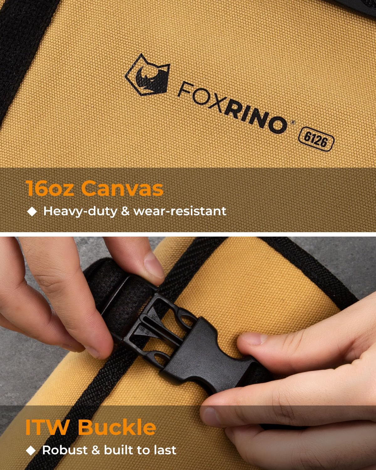 Foxrino Custodia arrotolabile per chiavi inglesi, in tela resistente, con 19 tasche
