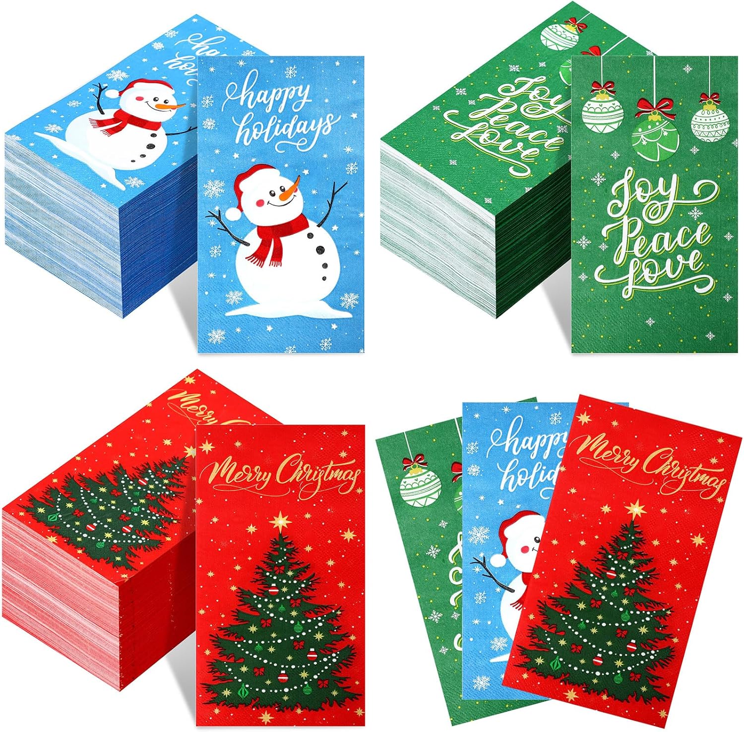 Amazon.com: Honoson 120 Pcs Christmas Paper Napkins Disposable Paper ...