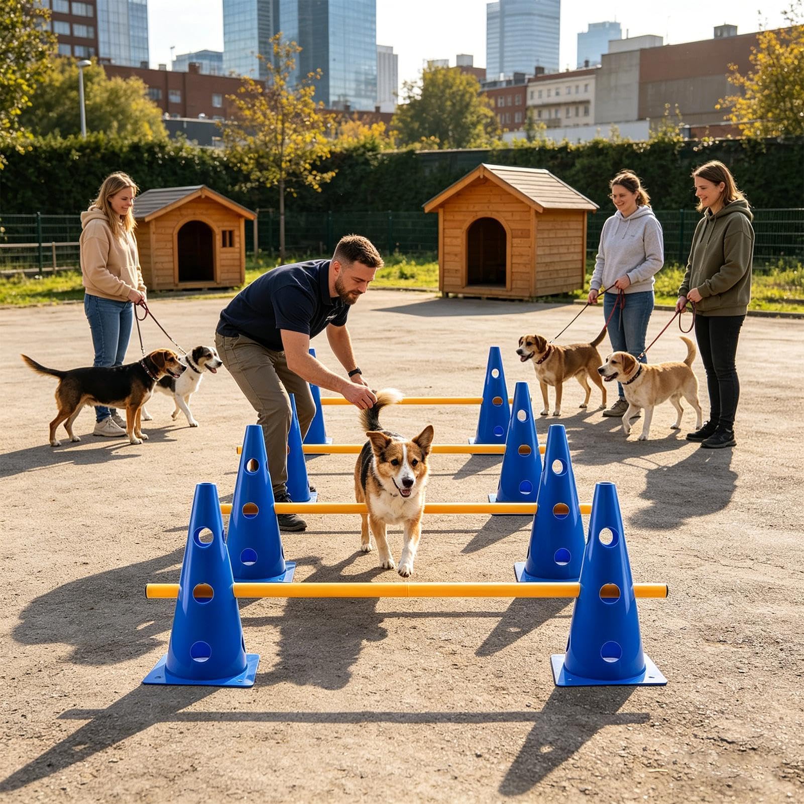 Ostacoli per Salto Cani con Ostacoli a Giocattoli Interattivi | Attrezzatura Regolabile Agility Canina per Cuccioli Razze Piccole Medie Grandi Interno Giardino Prato Area Giochi Esterno