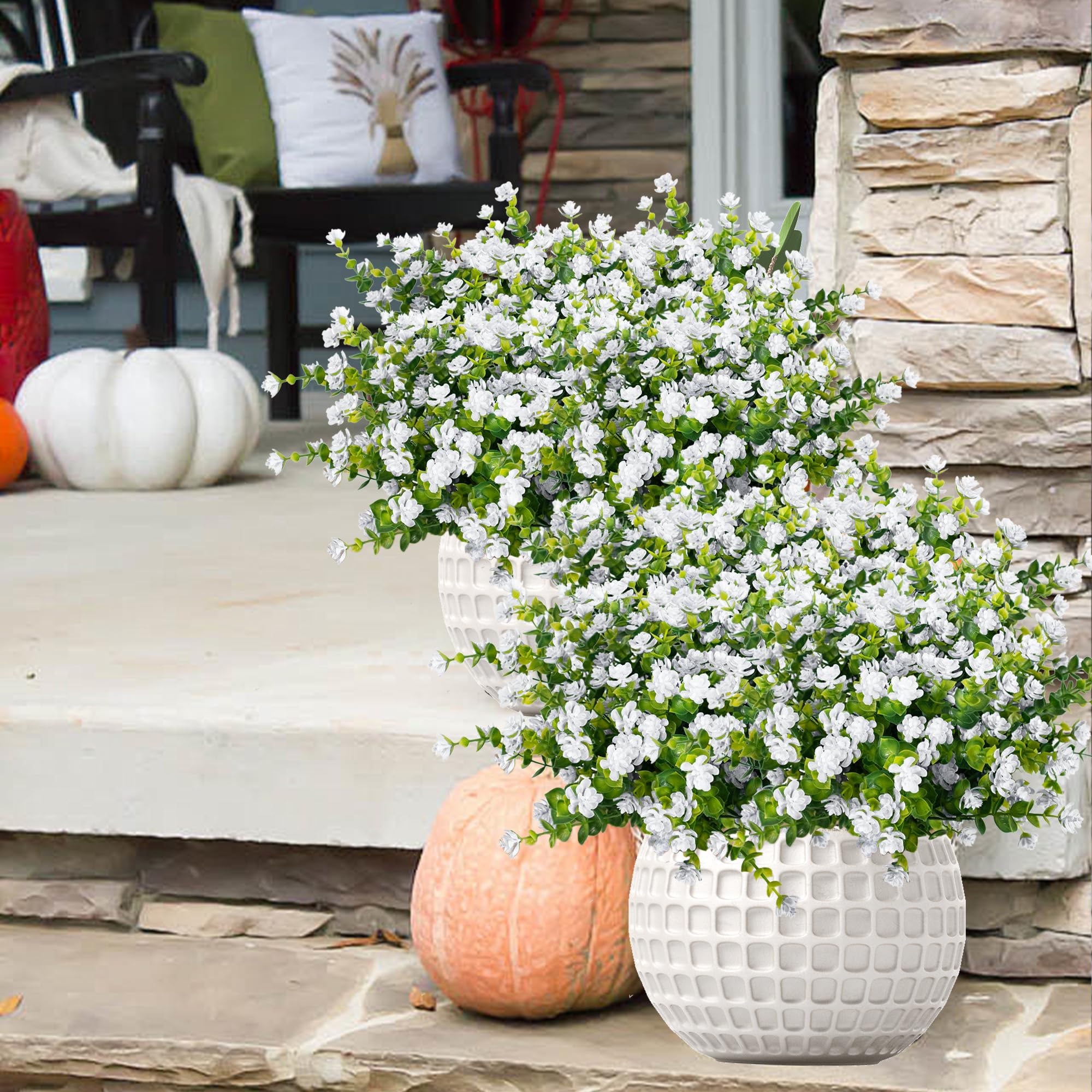 NO 49 Tama@プロフ様Flower end Garden5段White Amazon.com: NETAP Outdoor Artificial Flowers UV Resistant, 20