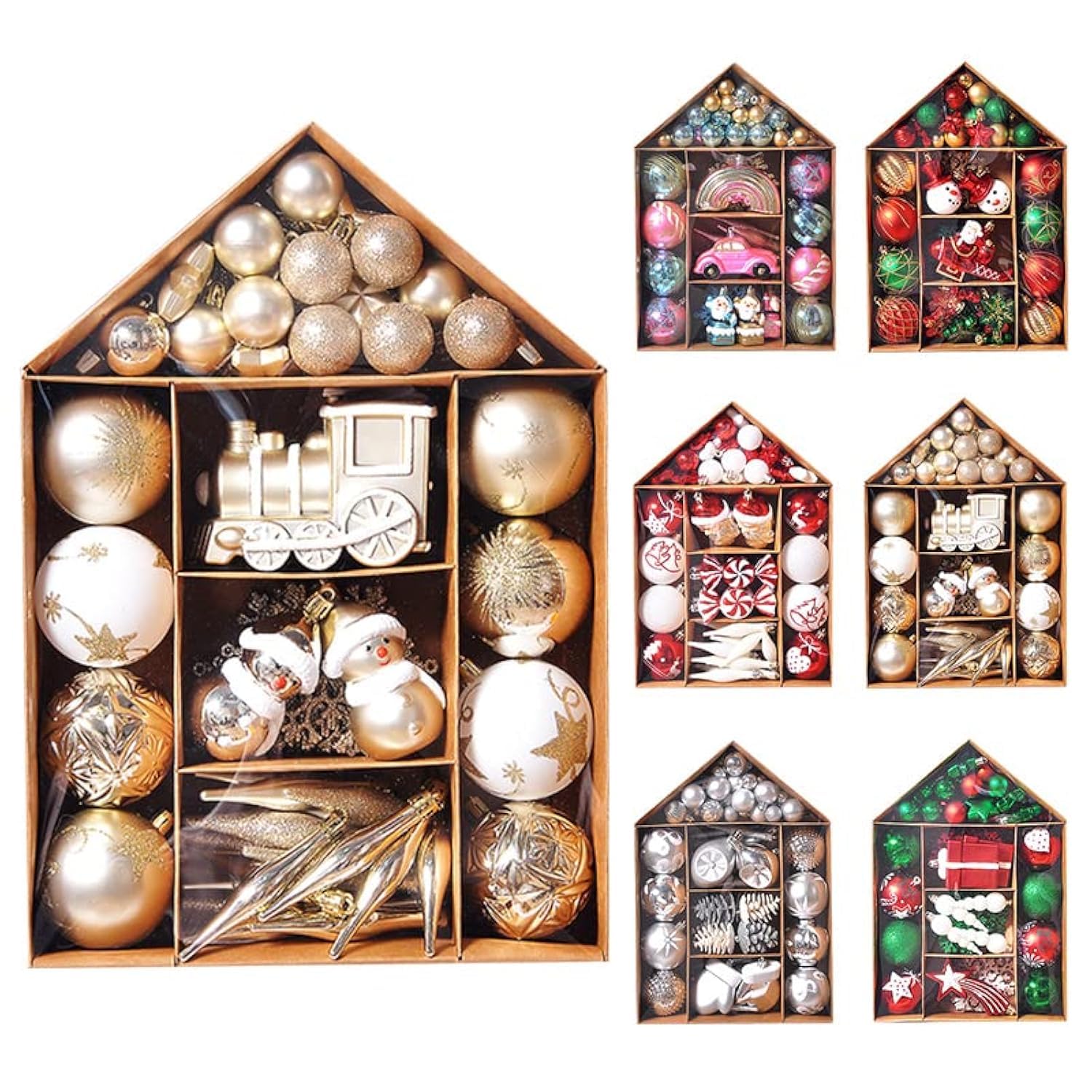 Phreewill 70pcs Christmas Balls Ornaments Set, Shatterproof Christmas Tree Ornament Decorations Set with Reusable Hand-held Gift Package for Christmas Tree, Hanging Ball Party Decoration (Gold,White)