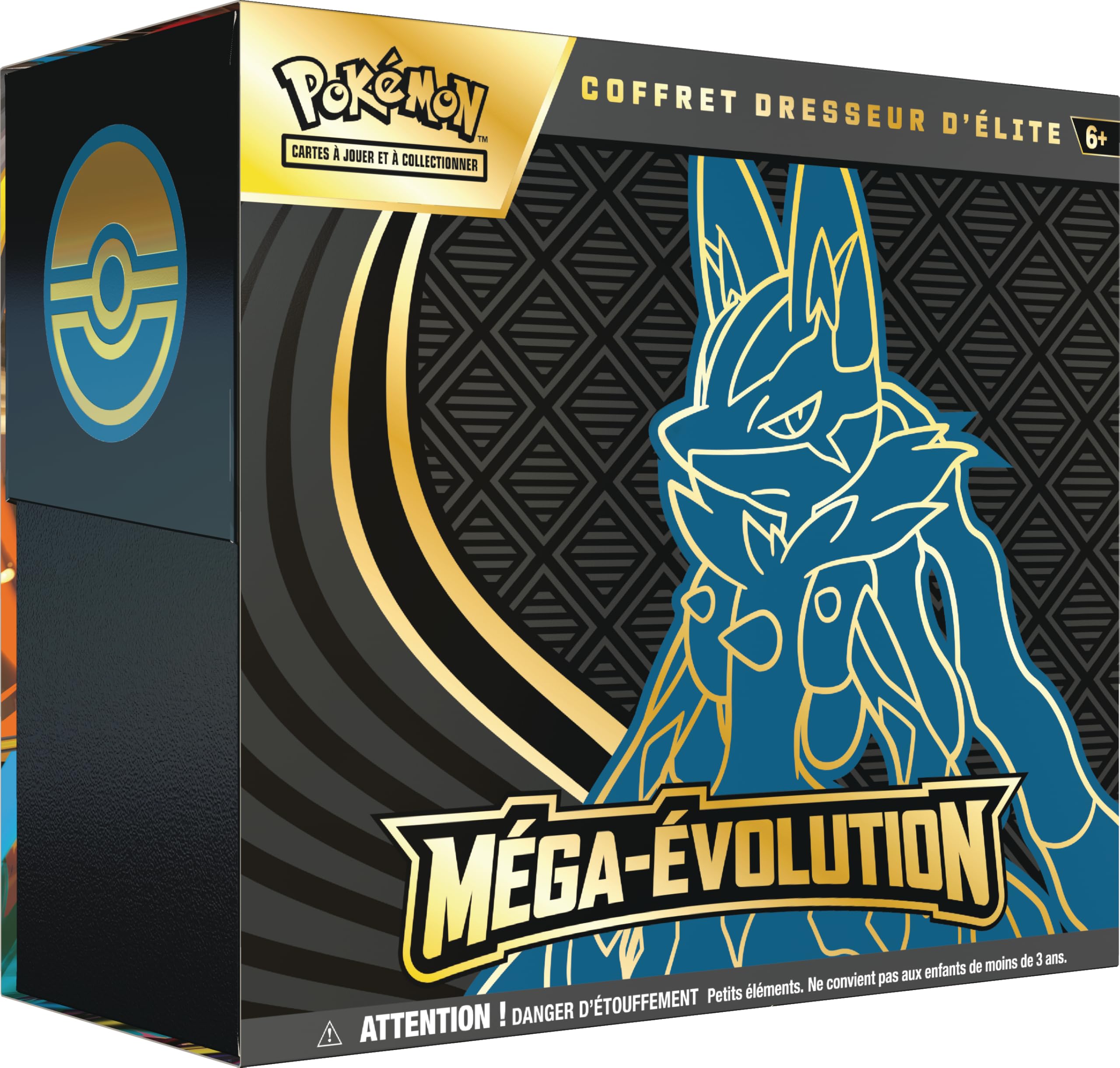 Pokémon : Coffret Dresseur d’élite Méga-Évolution – Lucario du JCC Pokémon (1 Carte Promo entièrement illustrée  9 boosters et des Accessoires de Jeu Premium)