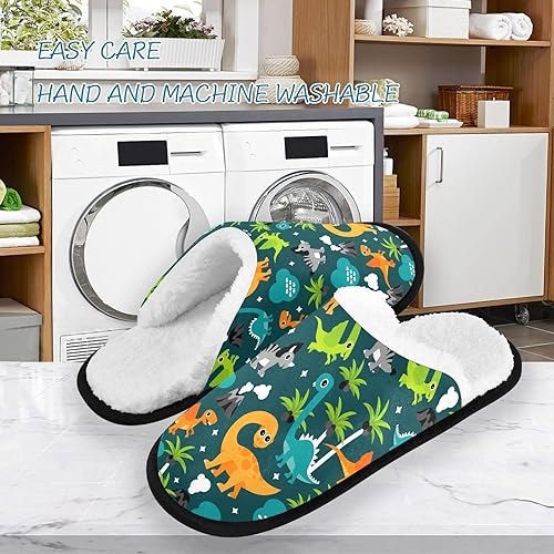 Miniatura 3 de Pantuflas de dinosaurios con palmeras para mujeres y hombres, transpirables, para interiores, hogar, pantuflas de spa esponjosas para regalo, hotel,