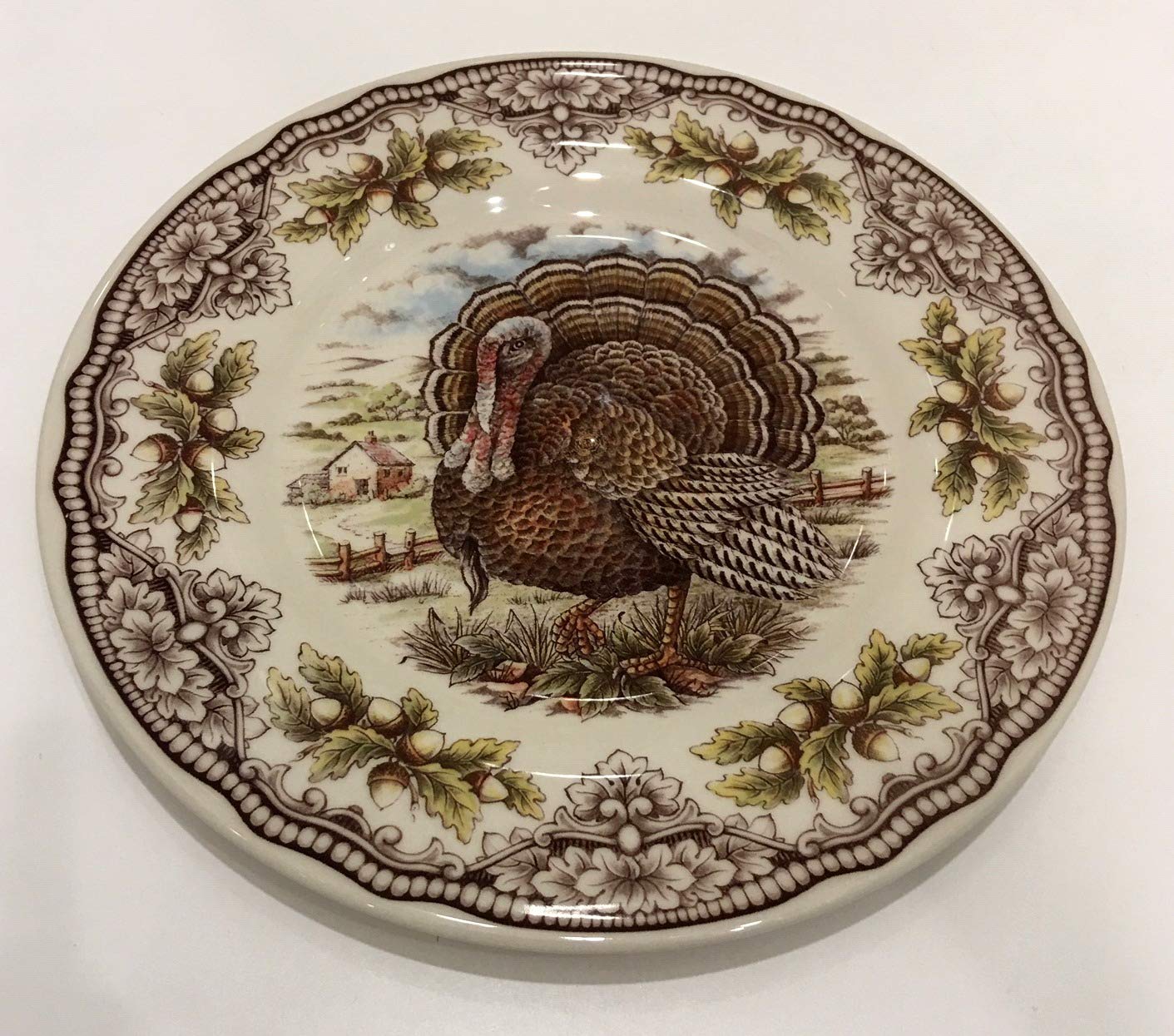 Victorian English Pottery Turkey Thanksgiving Salad Plate (1) Replacement Piece | Approx. 8.5"