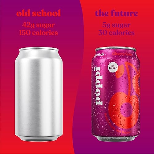 Miniatura 5 de POPPI Soda prebiótica espumosa, bebidas con vinagre de sidra de manzana, agua seltzer y jugo de frutas, cereza cola, 12 onzas (paquete de 12)