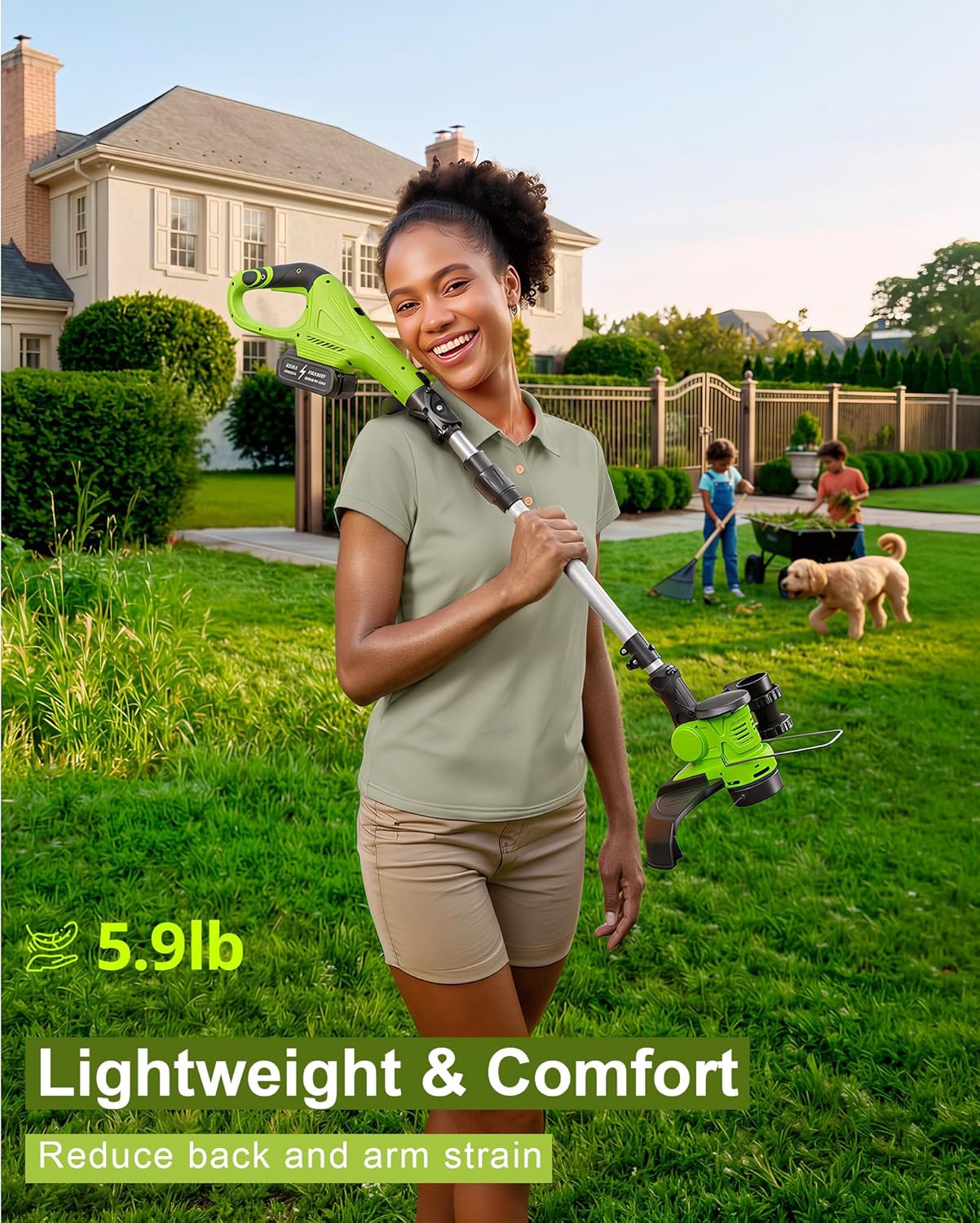 DEGGE Cordless Electric Weed Wacker, 2X 3.0Ah/ 21V/ 12" Battery Powered Weed Eater, 2 in 1 String Trimmer & Lawn Edger with Auto Feed, 650W Motor, 8 Spools for Yard Garden Sideway (Charger Included)