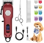 Dog Grooming Kit for Heavy Thick Hair&Coats,Low Noise Dog Hair Trimmer,Rechargeable Cordless Pet Shaver with Stainless Steel Blade, Dog Clippers for Grooming for Small Large Dogs Pets (Sliver)