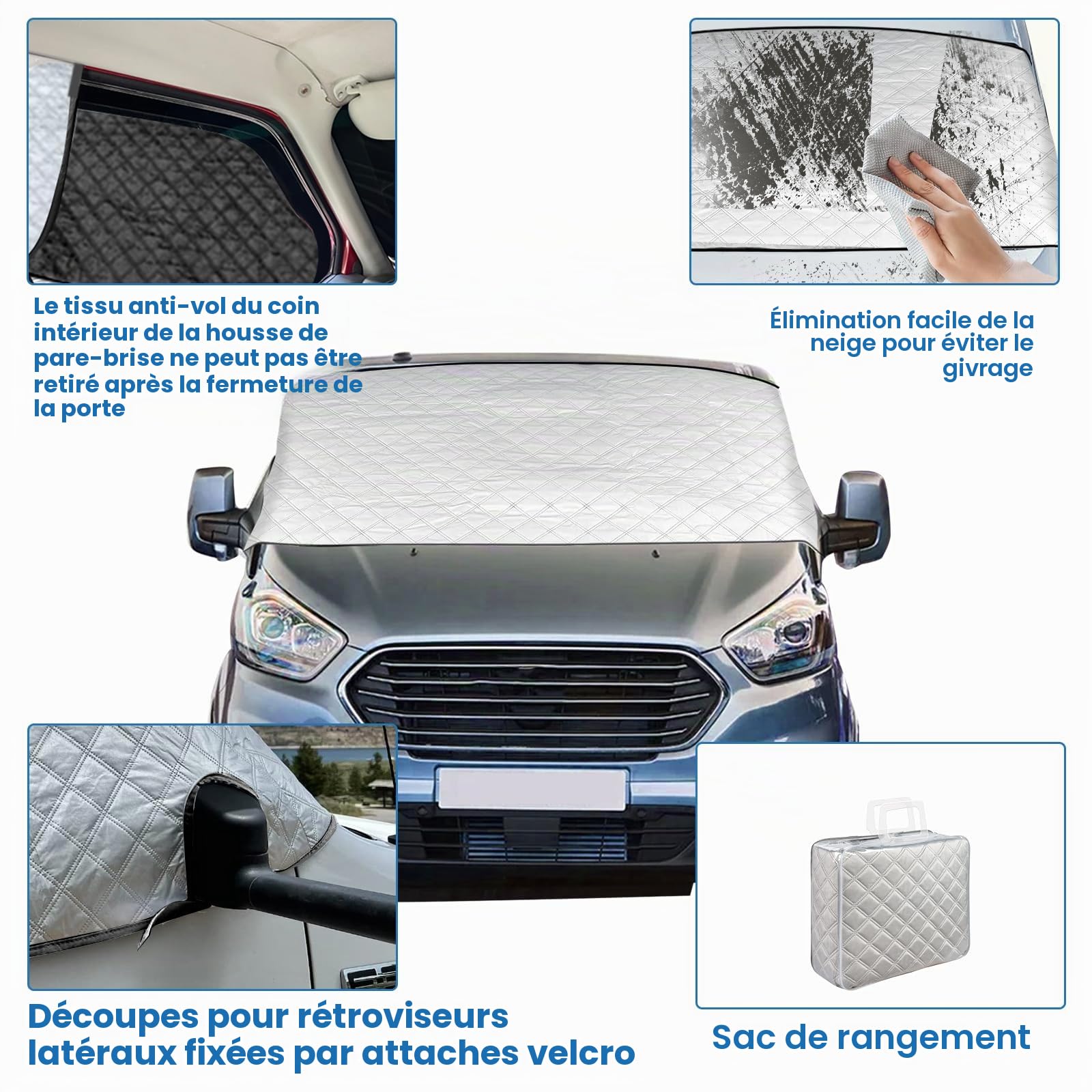 Couverture de Pare-Brise pour VW T4 1995-2004 Protection Solaire UV Gel Glace Couverture Thermique pour VW T4 (VW T4 1995-2004)