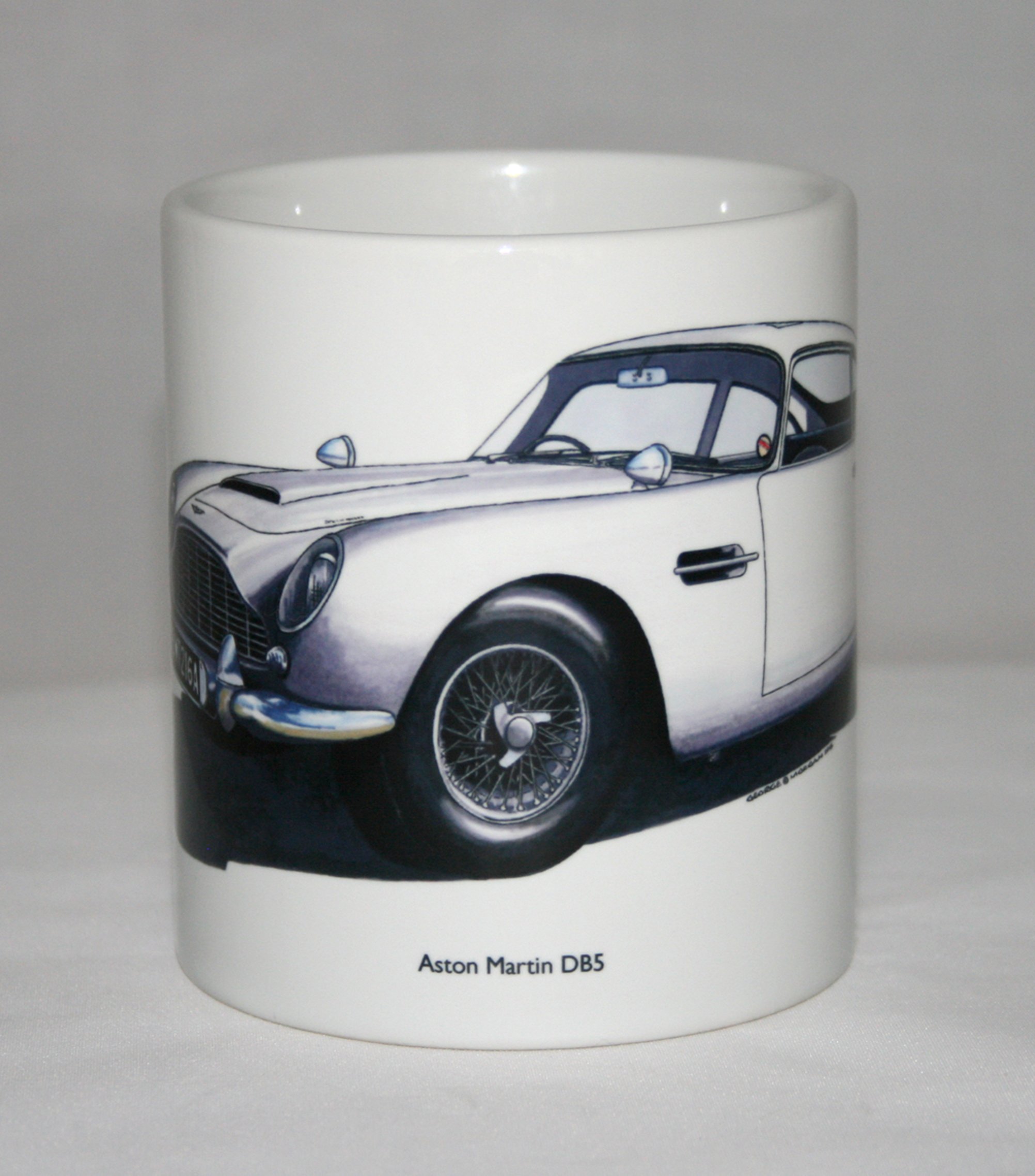Classic Car Mug. Aston Martin DB5 Hand Drawn illustratiion.