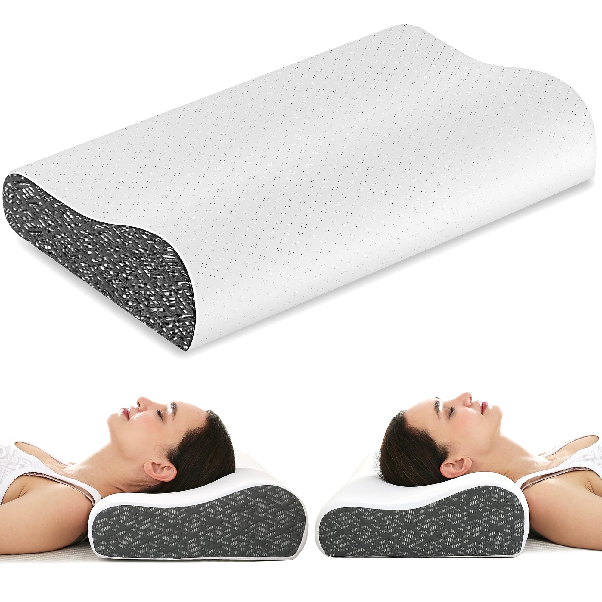 Elviros Joynox Memory Foam Pillow for Neck Support, Cervical Orthopedic Ergonomic Pillow f...