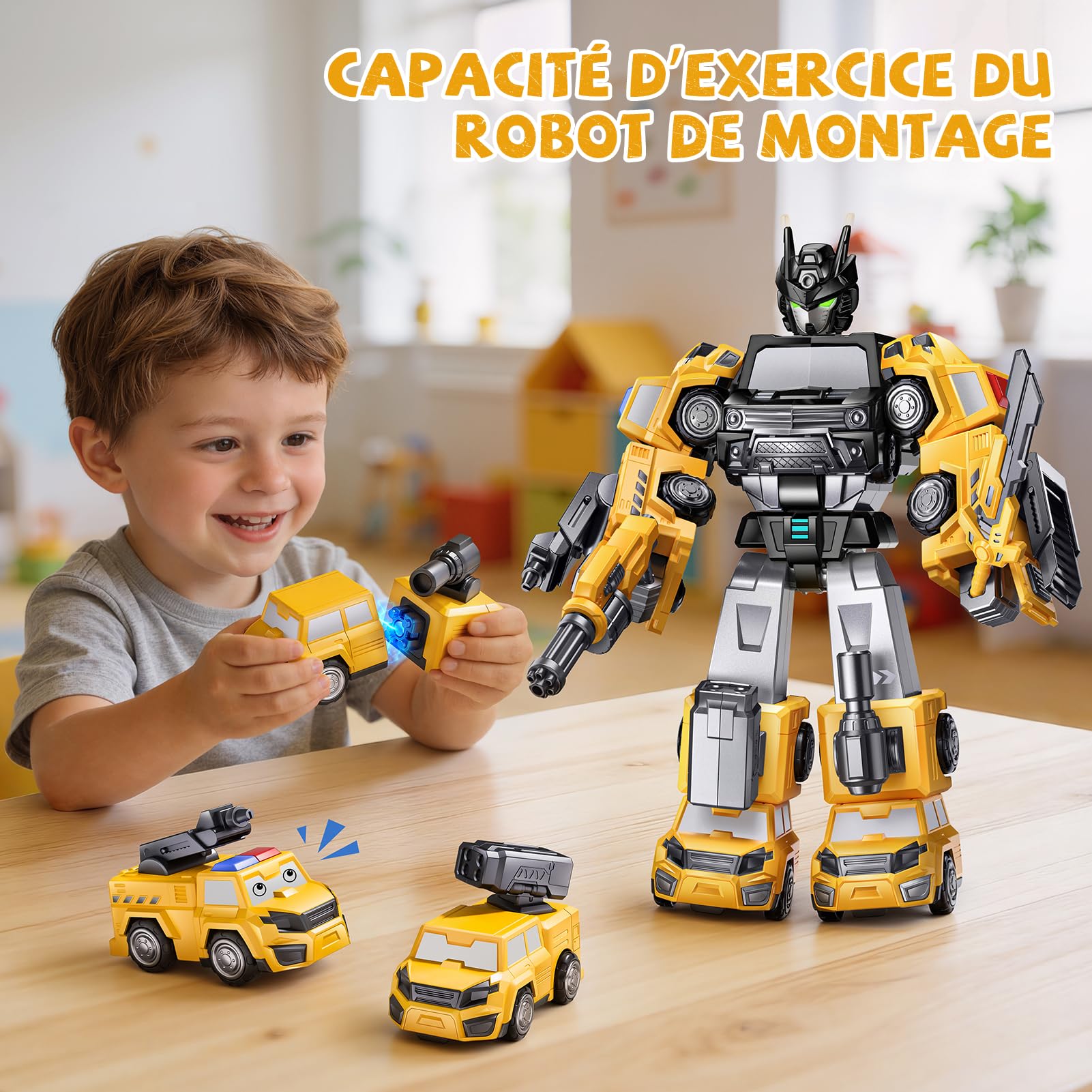 5 en 1 Robot Transform Jouet 5 6 Ans Garçon,Transforming Voiture Cadeau Garcon 5 6 7 Ans,STEM Camion Jouet Enfant 3 4 5 6 7 8 Ans Garçon