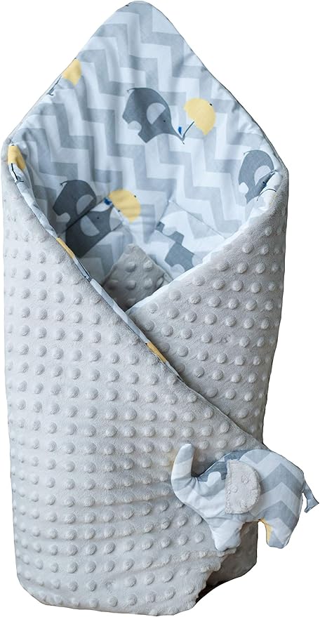 BlueberryShop Nursery,Bedding,Blankets & Swaddlers,Swaddles BlueberryShop Minky Fleece Baby Swaddle Wrap Car Seat Blanket, Two-Sided Sleeping Bag for Newborns, Intended for Kids Aged 0-3 Months, Baby Shower, 78 x 78 cm, Grey
