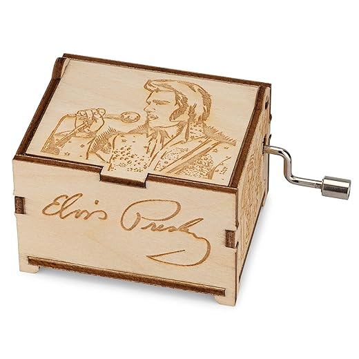 TheLaser'sEdge, Elvis Presley Mini Personalizable Music Box, Laser Engraved (Can't Help Falling in Love - Std)