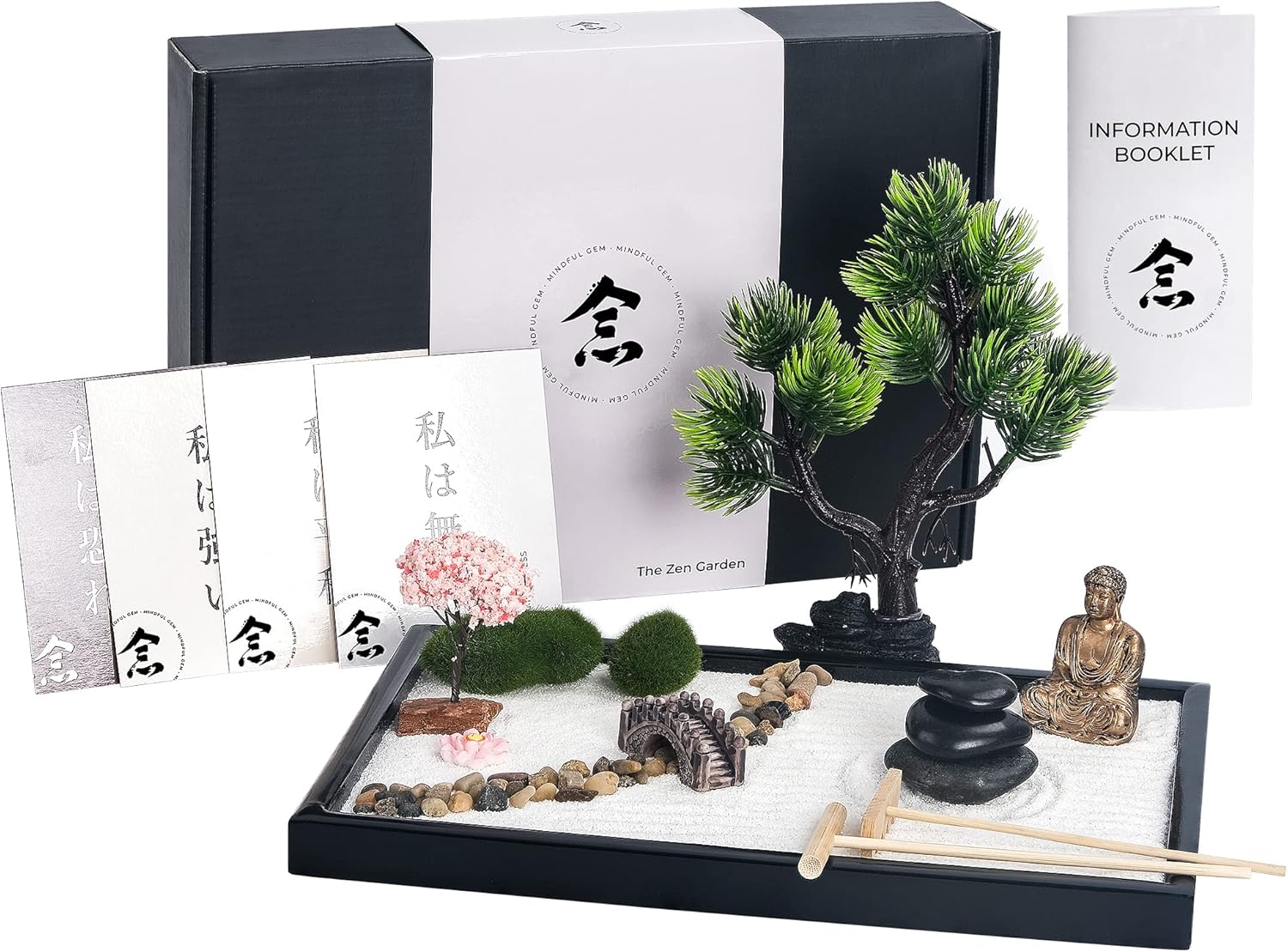 Mindful Gem Zen Garden for Desk, Positive Affirmations