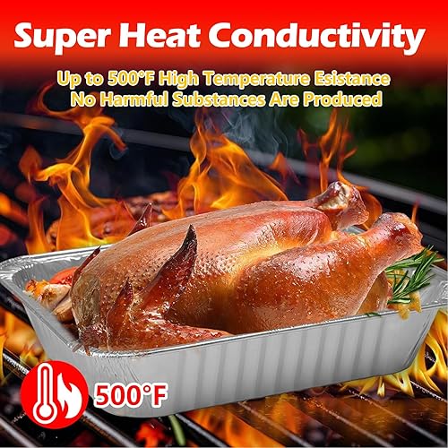 Miniatura 3 de Bandejas de papel de aluminio de 9x13, paquete de 10 bandejas desechables de tamaño medio, sartenes de estaño resistentes profundos, recipientes de