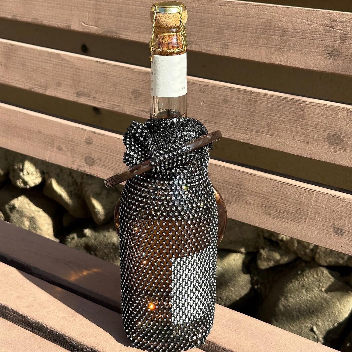 Wine Tote Rhinestone Storage Pouch with Handle