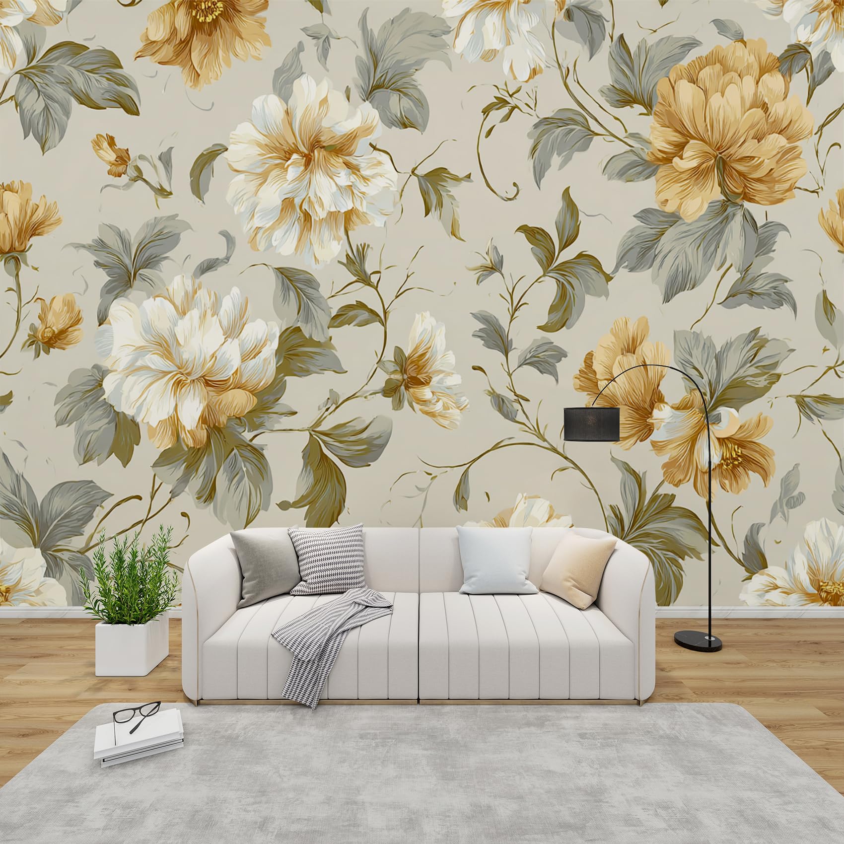 Décoration murale floral botanique : papier peint intissé haut de gamme