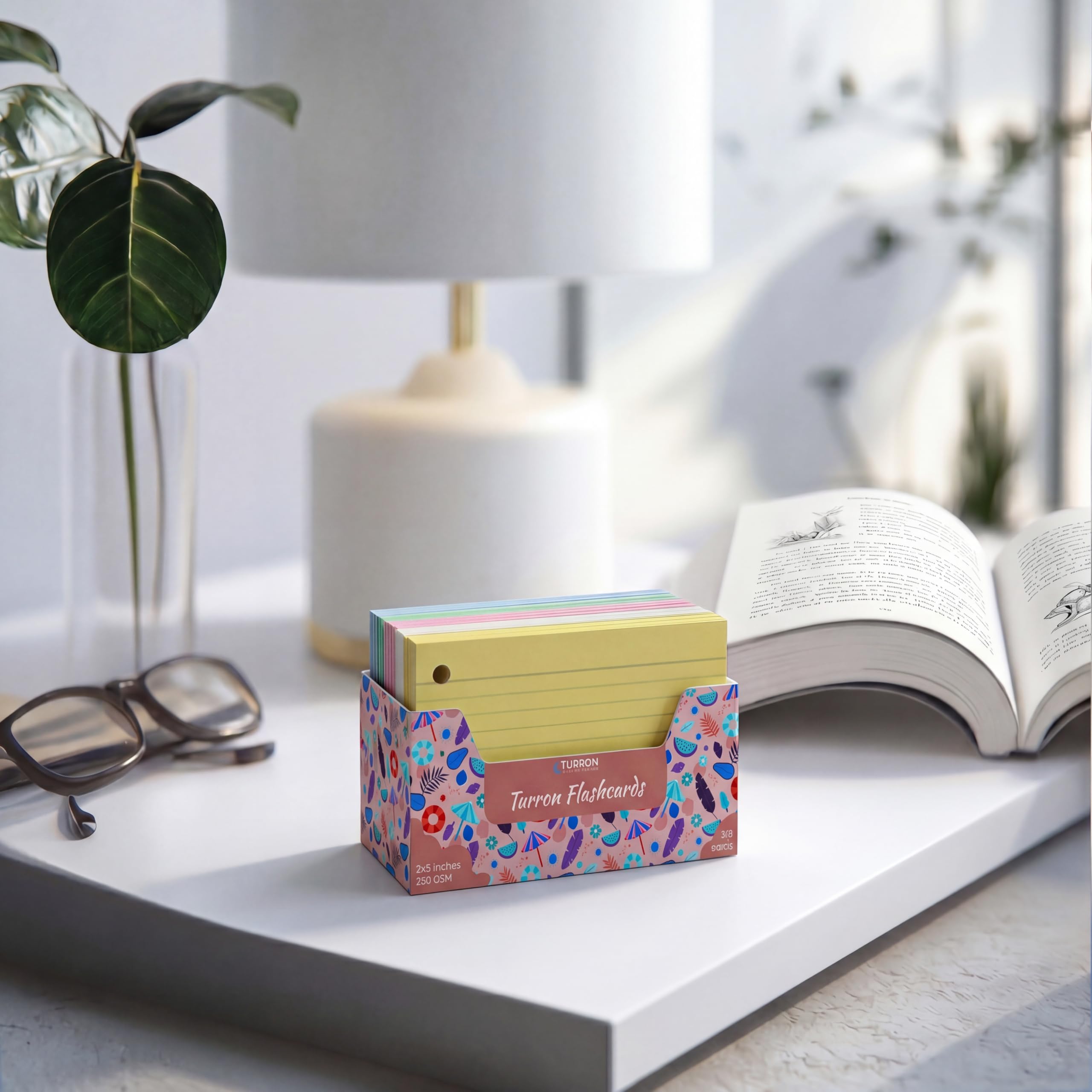 Turron Premium Blank Index Flash Cards | Punched with Binder Rings for Study, Notes & Revision (150, Multicolor, 3 x 5 Inch, 2-Side Ruled) 2