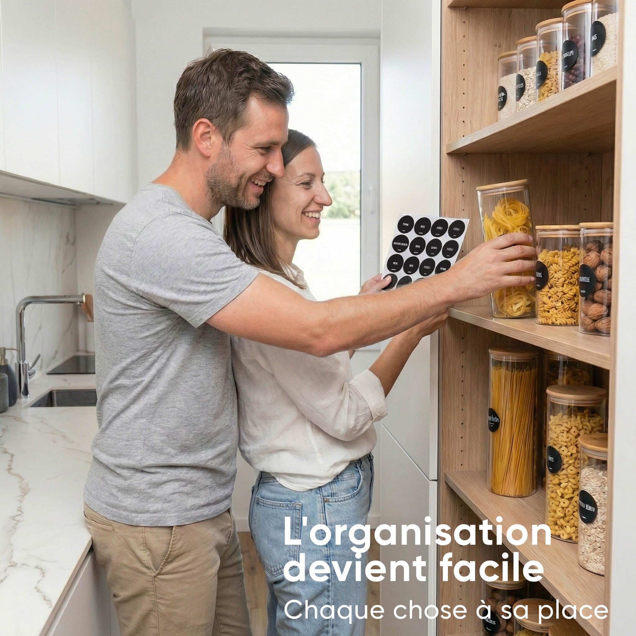 Deco haus® Bocaux en Verre Hermétique Lot de 4 [+ÉTIQUETTES] - Bocal en Verre avec Couvercle 4x1400ml - Bocal Rangement Cuisine - Bocaux de Conservation - Boite Anti Mites - Pot Hermétique Alimentaire