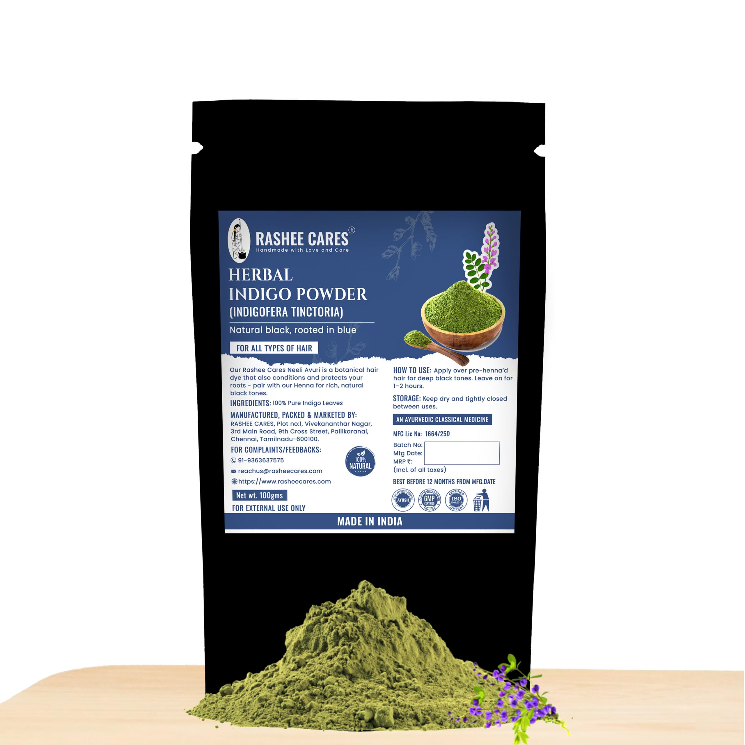 Rashee Cares Herbal Indigo Powder | Strengthens hair shaft | Free from Ammonia (Blue, 100g)-picture-16