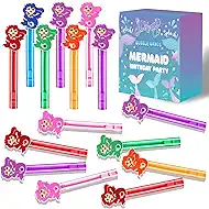 24PCS Mermaid Bubble Wand for Party Favors Decorations Supplies Classroom Prizes Valentines Easter Christmas Bags Basket Stuffers Gifts