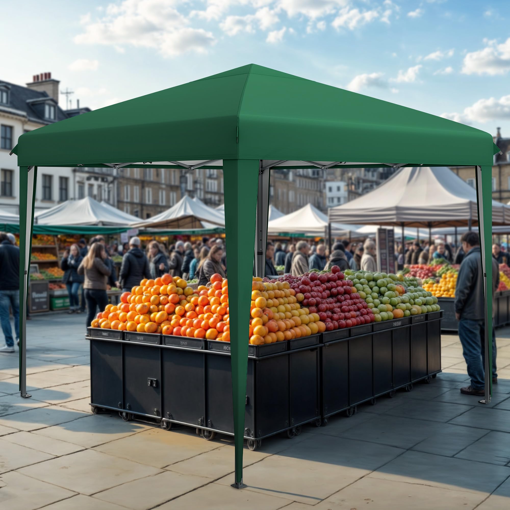 DWVO Pop-Up Gazebo 3m x 3m, Pop-Up Tent with Storage Bag, 4 x Sandbags Fully Waterproof, Folding Outdoor Shelter for Weddings, Parties, Camping and Events (Green)